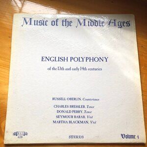 Russell Oberlin Seymour Barab Music Of The Middle Ages Volume 4 Stereo 2 sides